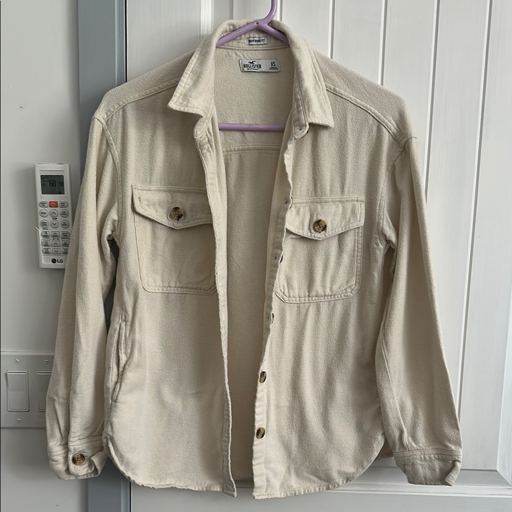 Hollister Cream Button-Up Jacket